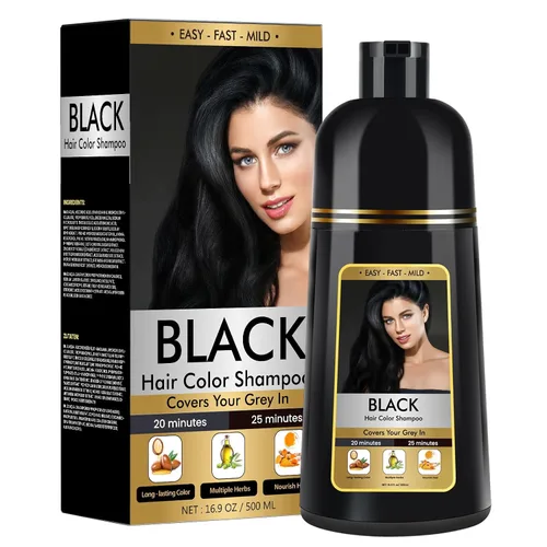 BOJICA Champú de tinte negro 3 en 1 para cabello gris, champú de color para el cabello para mujeres, tinte para el cabello, cobertura de cabello