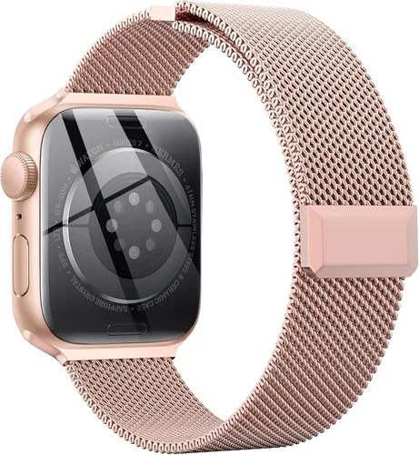 Miniatura 12 de EPULY Compatible con Apple Watch Band de 1.496 pulgadas, 1.575 pulgadas, 1.614 pulgadas, 1.654 pulgadas, Series 10 11, correas de malla de acero