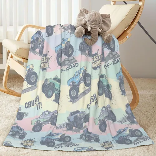 Miniatura 12 de Perinsto Manta de Monster Trucks, ultra suave y cálida para todas las estaciones, manta decorativa de forro polar para niños, regalos para niños