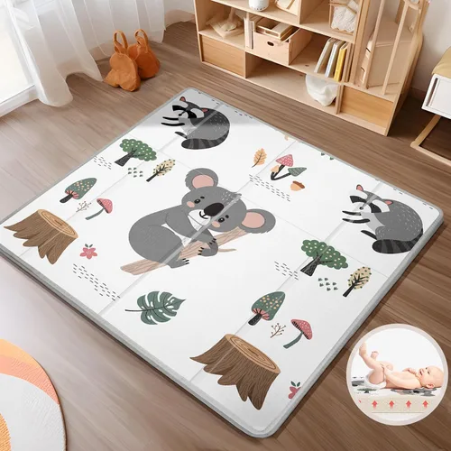 Miniatura 9 de Alfombra de Juego Plegable para Bebé, PIGLOG Alfombras Impermeables para Bebés y Niños Pequeños, Alfombra de Espuma Segura para Tiempo de Barriga