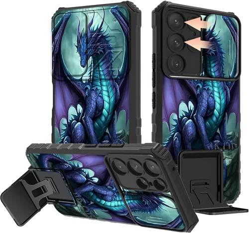 Miniatura 78 de Rossy Funda para Samsung Galaxy S22 Ultra para Samsung S22 Ultra con cubierta deslizante para cámara con función atril, funda híbrida de doble capa