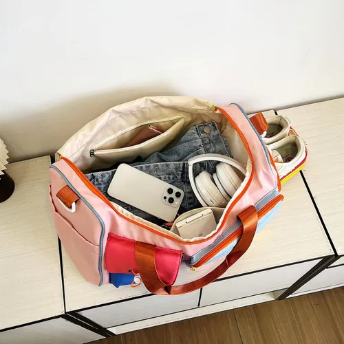 Miniatura 427 de Pequeña bolsa de gimnasio para mujer, bolsa de viaje con compartimento para zapatos