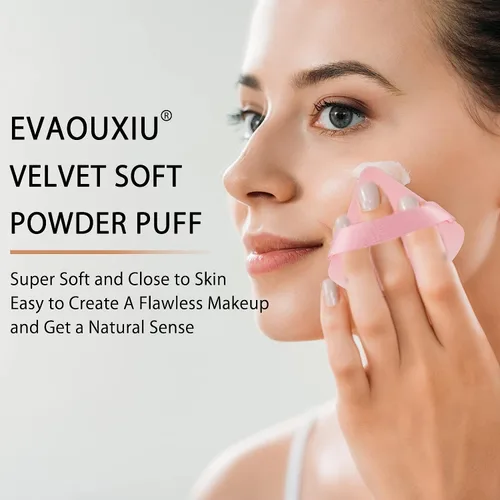 Miniatura 3 de 2 piezas EVAOUXIU esponjas triangulares para polvo facial, esponjas suaves y mullidas para polvo compacto, esponjas cosméticas de terciopelo para 1