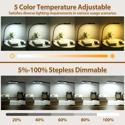 Miniatura 4 de Lupa 10X con luz y soporte, lámpara de pie flexible de cuello de cisne de 24 pulgadas, LED 3 en 1, 5 modos de color, lupa iluminada regulable sin