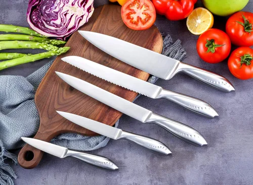 Miniatura 2 de WELLSTAR Juego de cuchillos de cocina, 5 piezas, hoja de acero inoxidable alemán afilada con cómodo mango hueco SS, para cortar rebanar y pelar
