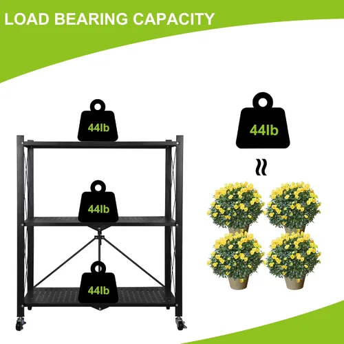 Miniatura 7 de Soporte de metal para plantas, estante plegable de 3 niveles para flores