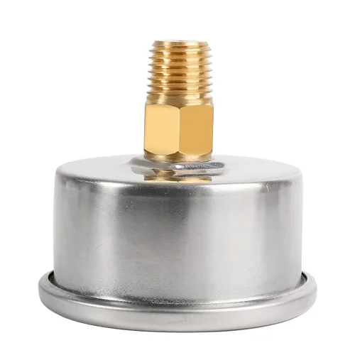 Miniatura 6 de Manómetro de baja presión relleno de glicerina 60psi/4bar, caja de acero inoxidable, construcción interior de latón, esfera de 2-1/2", conexión