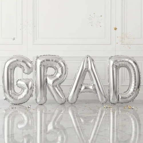 Miniatura 15 de Biapian Globos dorados de 40 pulgadas, 4 piezas de decoraciones de graduación, pancarta grande de graduación dorada, globos de aluminio para fiesta