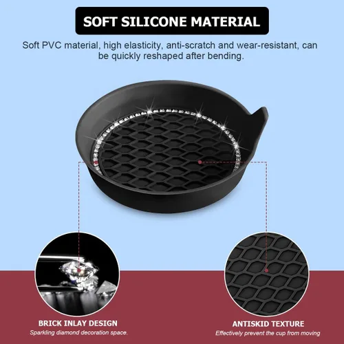 Miniatura 3 de Osilly Portavasos Brillante para Automóvil, Paquete de 4 Posavasos Universales de Inserción con Diamantes de Imitación de Cristal, Tapete de Bebida
