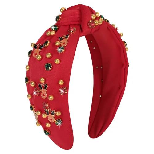 Miniatura 13 de Diadema anudada con joyas para mujeres y niñas, diadema de diamantes de imitación de cristal brillante, nudo superior ancho para mujer, diadema Negro