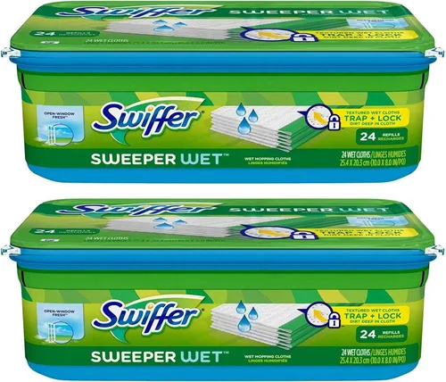 Miniatura 5 de Swiffer Sweeper Repuestos de Paños Húmedos para Trapear Aroma Ventana Abierta Fresca 32 Unidades Paquete de 2