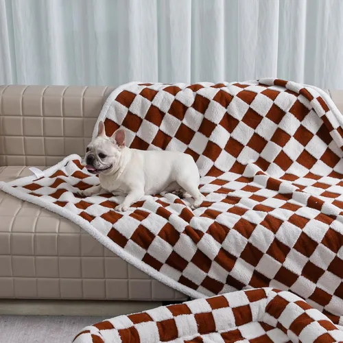 Miniatura 6 de Manta impermeable para mascotas, manta roja de perro para funda de cama, sofá, elegante manta jacquard para mascotas, para cachorros, gatos, rojo