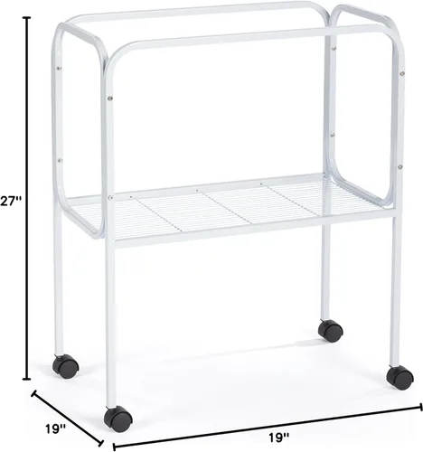 Miniatura 6 de Prevue Pet Products Soporte para jaula de pájaros con estante - Soporte de jaula de metal mediano con ruedas rodantes, altura media para accesorios
