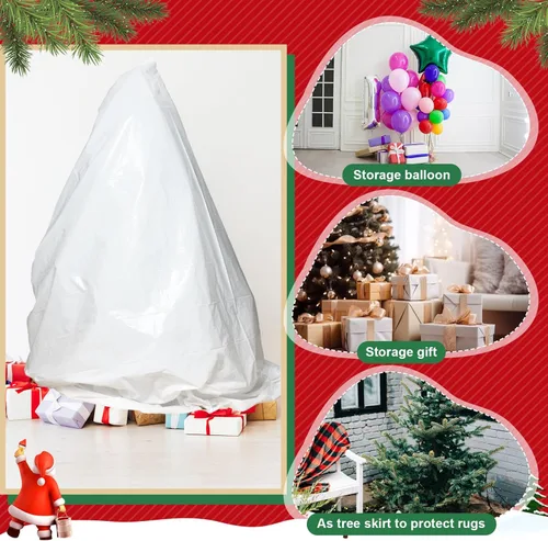 Miniatura 4 de Windyun 6 fundas para árbol de Navidad de 9 x 6 pies, bolsas de almacenamiento para árboles de hasta 9 pies de alto (blanco)