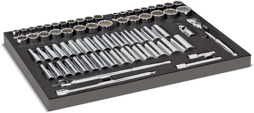 Miniatura 13 de Powerbuilt Master 949009 - Juego de accesorios y trinquetes, 16 piezas, herramientas de transmisión de 1/4, 3/8 y 1/2 pulgada, barras de extensión