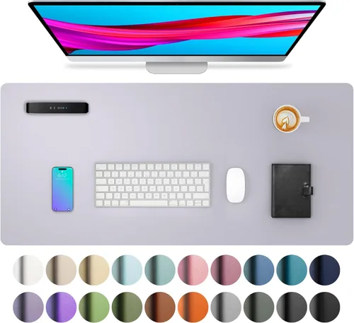 Miniatura 48 de Aothia - Protector de escritorio de cuero sintético, base para mouse, superficie antideslizante e impermeable para escribir y para laptop