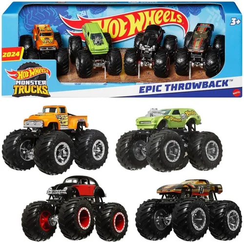Miniatura 8 de Hot Wheels Monster Trucks, juego de 12 camiones monstruo de juguete fundidos a presión a escala 1:64 para niños y coleccionistas, los estilos pueden