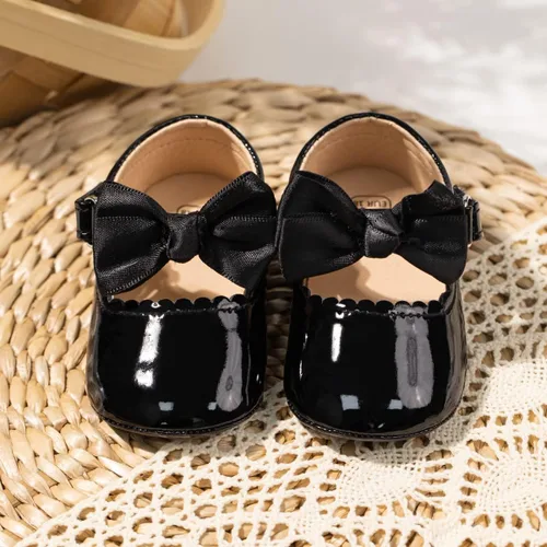 Miniatura 5 de Oamico Zapatos planos Mary Jane para bebés y niñas, suela de goma antideslizante con Bownot para primeros pasos, zapatos de vestir de boda