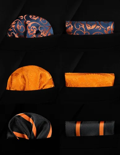 Miniatura 12 de HISDERN Juego de corbatas extralargas para hombre y pañuelo de bolsillo de 63 pulgadas, colección XL, caja de regalo, corbata, lote de 3