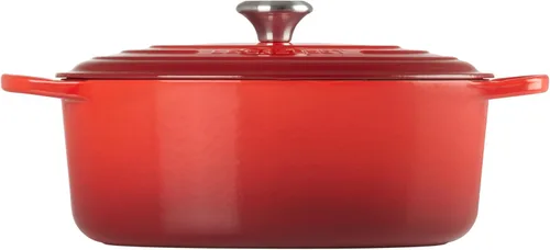 Miniatura 4 de Le Creuset Horno holandés ovalado de hierro fundido esmaltado, 6.75 cuartos de galón, Cereza Cerise