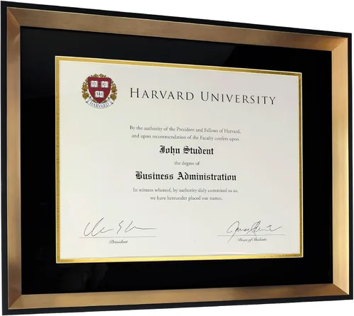 Miniatura 2 de EXCELLO GLOBAL PRODUCTS Marco moderno para documentos de foto: 8.5 x 11 pulgadas con doble paspartú para certificado de diploma de graduación Dorado