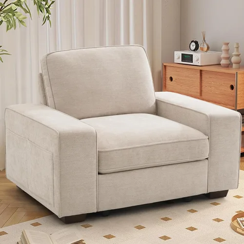 Miniatura 45 de TEKAMON Sofá Modular de 100" con Almacenamiento en los Asientos, Cómodo Sofá de Tela Chenilla de 3 Plazas para Sala de Estar, Oficina, Apartamento
