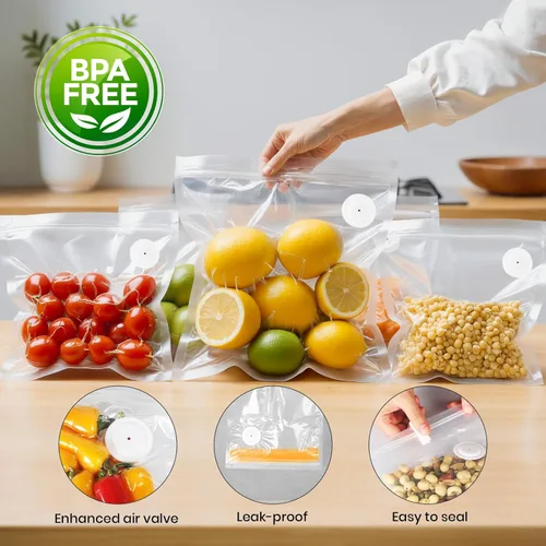 Miniatura 2 de FEPPO Bolsas Selladoras al Vacío para Alimentos, 30 PCS 8.3"×8.7" Bolsas Selladoras al Vacío Reutilizables con Válvula de Aire para Almacenamiento