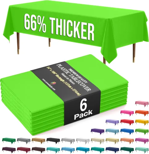 Miniatura 27 de Exquisite 66% Thicker Premium Plastic Table Cloth Rectangle Table Cover 0.5 Mil 6 Pack Aqua Table Cloth 54 Inch x 108 Inch Disposable Tablecloth
