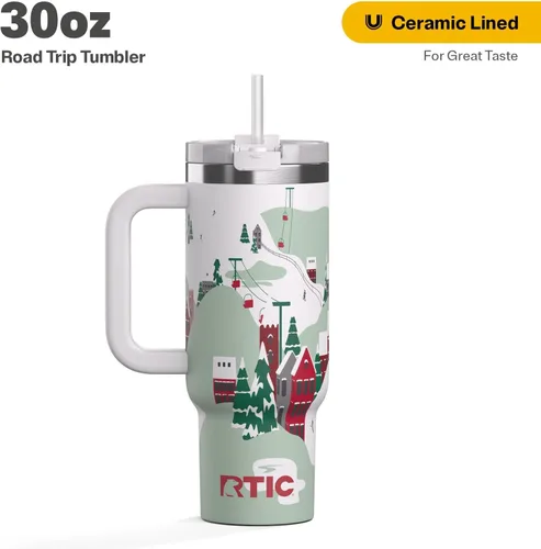Miniatura 2 de RTIC Vaso Tumbler de Viaje por Carretera de 30 oz con Doble Pared Revestido de Cerámica Aislado Taza Portátil de Café de Viaje de Acero Inoxidable