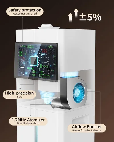 Miniatura 6 de Humidificadores de niebla fría para dormitorio, ultrasónico de 2.4 galones (9L), llenado superior silencioso, fácil limpieza con bandeja de aceite