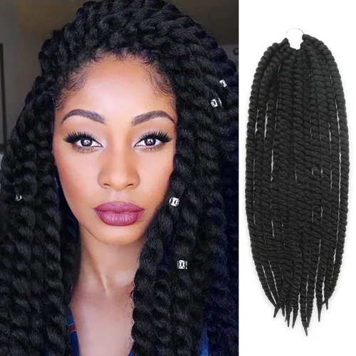 Miniatura 18 de Trenzas de ganchillo de pelo sintético auténtico doble Jumbo Senegalese Twist 12" (30)