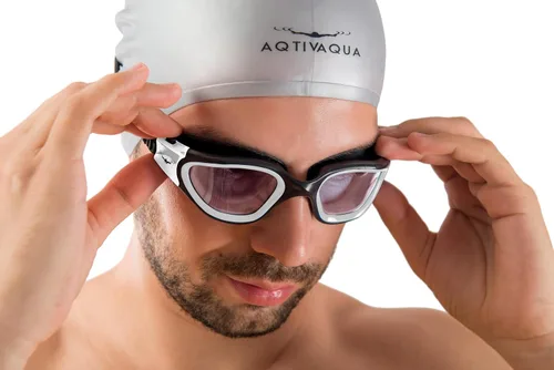 Miniatura 13 de AqtivAqua DX - Gafas de natación con visión amplia para adultos, hombres y mujeres, antiempañamiento y sin fugas Gafas blancas + funda negra