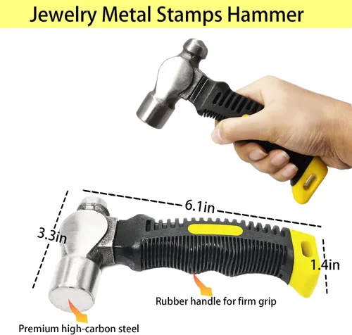 Miniatura 4 de Kit de bloque de banco de acero y martillo de estampado de metal, bloque de banco de metal sin rebote, martillo de estampado de joyería