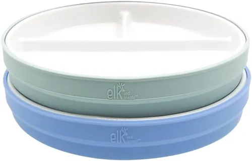 Miniatura 20 de Elk and Friends platos para niños de porcelana divididos de 6.7" con fundas de silicona Adecuados para bebés/niños/niños pequeños Apto