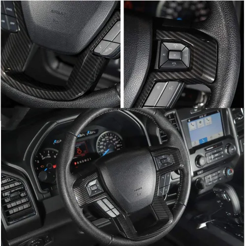 Miniatura 5 de Keptrim Funda para volante de fibra de carbono ABS F-150 para Ford F150 2015 2016 2017 2018 2019 2020 Ford F150, para 2017-2022 F250 F350, para Ford