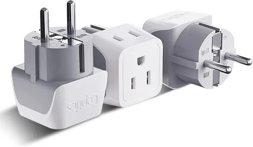 Miniatura 13 de Ceptics Adaptador de viaje universal 8 en 1 para la UE, Reino Unido, EE. UU., AU y más, adaptador de viaje mundial, 2X enchufe de EE. UU., enchufe