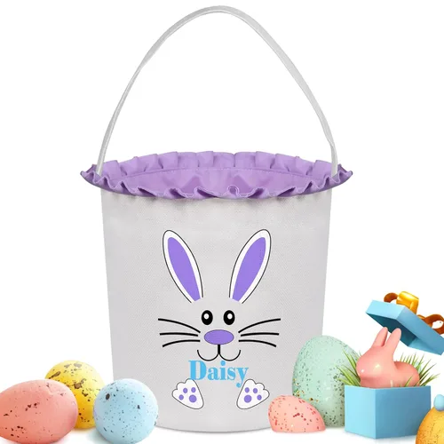 Miniatura 20 de Cestas de Pascua personalizadas para niños y niñas, cestas de conejo de Pascua personalizadas para niños, cesta de caza de huevos de Pascua, regalos