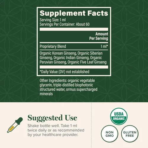 Miniatura 3 de Global Healing Ginseng Fuzion Extracto de hierbas crudo orgánico – Suplemento líquido que promueve la energía y reduce el estrés y la ansiedad