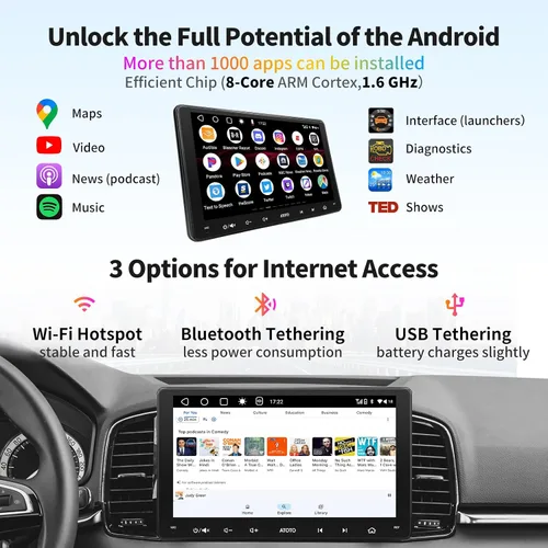 Miniatura 2 de ATOTO A6 PF Estéreo Android para automóvil, radio doble DIN, CarPlay inalámbrico y Android Auto inalámbrico, Mirror Link, seguimiento