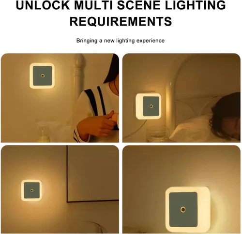 Miniatura 5 de Othmro Paquete de 4 luces nocturnas enchufables, sensor LED cálido automático del atardecer al amanecer, lámpara de mesita de noche pequeña