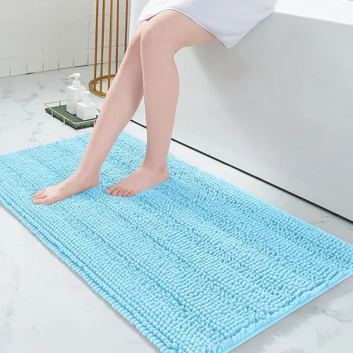 Miniatura 185 de Grandaily Alfombras de baño de felpilla a rayas de 24 x 16 pulgadas, extra gruesas y suaves, absorbentes, parte trasera de goma, alfombra de ducha
