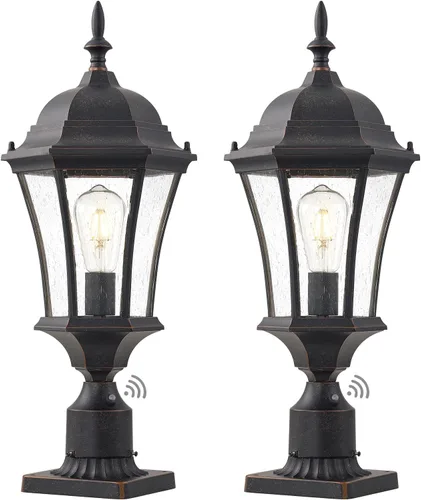 Poste de luz exterior de aluminio de 24 pulgadas del anochecer al amanecer, lámpara exterior de garaje grande, lámpara de poste para casa, luces de