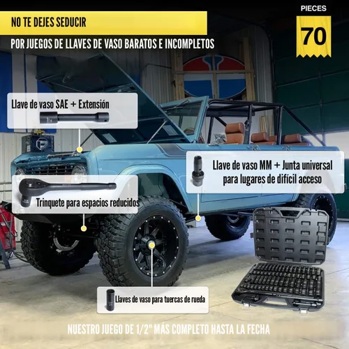 Miniatura 2 de TIGHTSPOT Juego maestro de llaves de impacto de 70 piezas con sistema SAE y métrico de 5/16 pulgadas a 1-1/4 pulgadas, 0.315 in - 0.945 in, enchufes