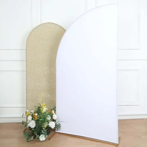 Miniatura 163 de Efavormart - Juego de 4 fundas de elastano beige para arco de media luna, fundas de telón de fondo Chiara de 2.5 pies a 7 pies para escenarios