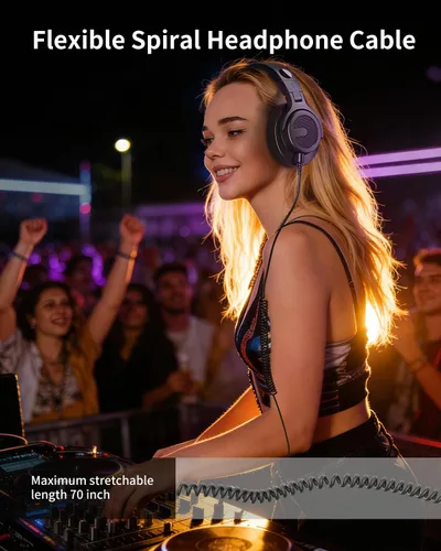 Miniatura 6 de Auriculares con cable sobre la oreja, auriculares para monitor de DJ y estudio con controlador de 1.969 in, auriculares estéreo con conector de 1/4