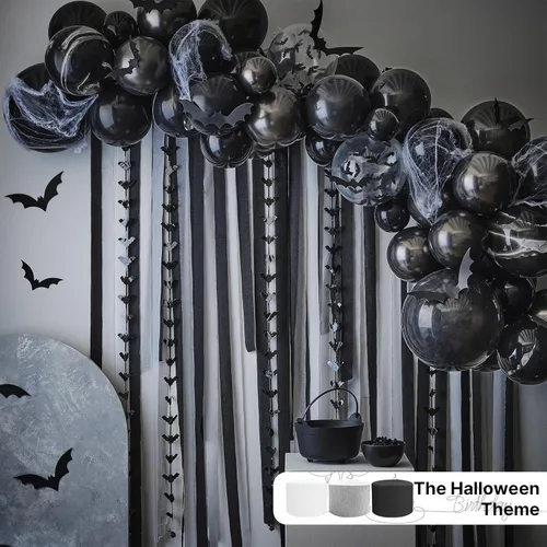 Miniatura 2 de PartyWoo Serpentinas de papel crepé negro, 4 rollos de 328 pies, paquete de papel crepé negro para graduación, Halloween, Año Nuevo, aniversario
