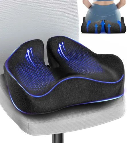 Cojín de asiento, cojín de espuma viscoelástica para aliviar el dolor de coxis, almohadilla extra grande para silla de oficina, asiento de automóvil