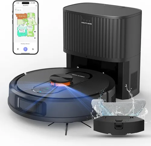Robot aspirador y trapeador con vaciado automático, aspiradora robótica con manos libres de 90 días, mapeo, 5000 Pa, navegación LiDAR, limpieza,
