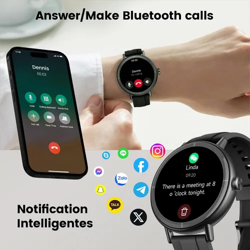 Miniatura 6 de Reloj inteligente para mujeres, rastreador de actividad física HD de 1.27" pulgadas con llamadas Bluetooth (respuesta y realizar), reloj inteligente