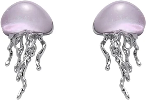 FABMODE Aretes de medusa con diseño de animales del océano, joyería de ópalo oceánico, accesorios temáticos de playa hawaiana, regalos novedosos